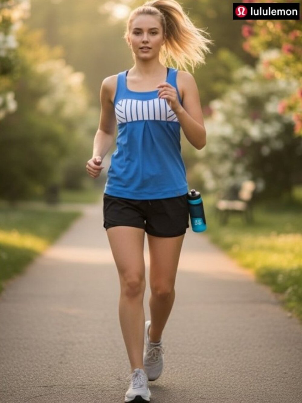 LULULEMON ATHLETICA Elevate Tank – Blue/White Striped Yoke – Size 2 / XS – NWT